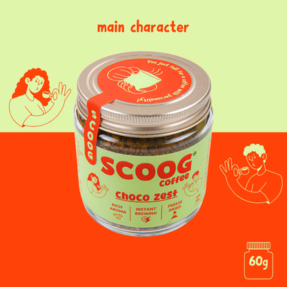 "Choco Zest Instant Coffee — Side View"